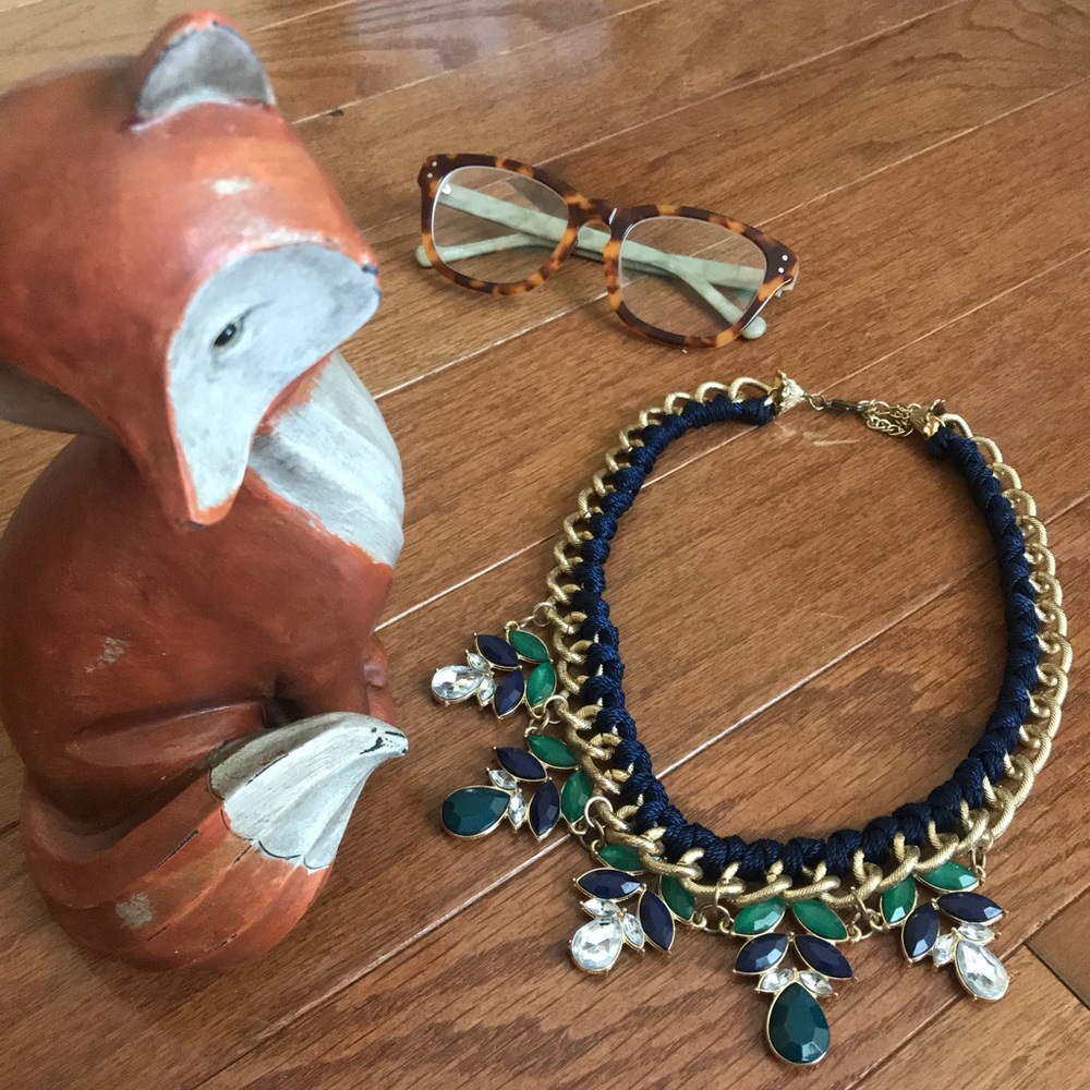 Navy + Hunter Green statement necklace